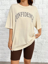 Women's Loose Fit Letter Print Drop Shoulder Top And Solid Cycling Shorts Set